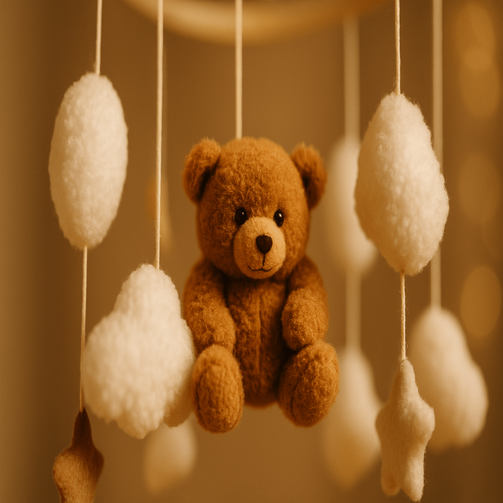 Mobile bébé ourson brun doux 