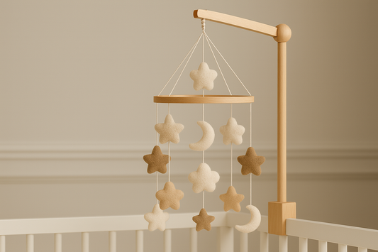 Mobile bébé étoiles et lunes ton neutres