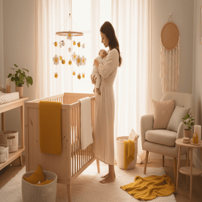 Mobile pour berceau abeilles avec bébé et maman 