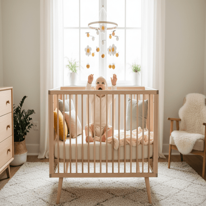 Mobile pour berceau abeilles fleurs avec bébé 