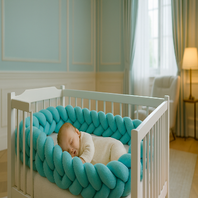 Nursery élégante avec tresse turquoise