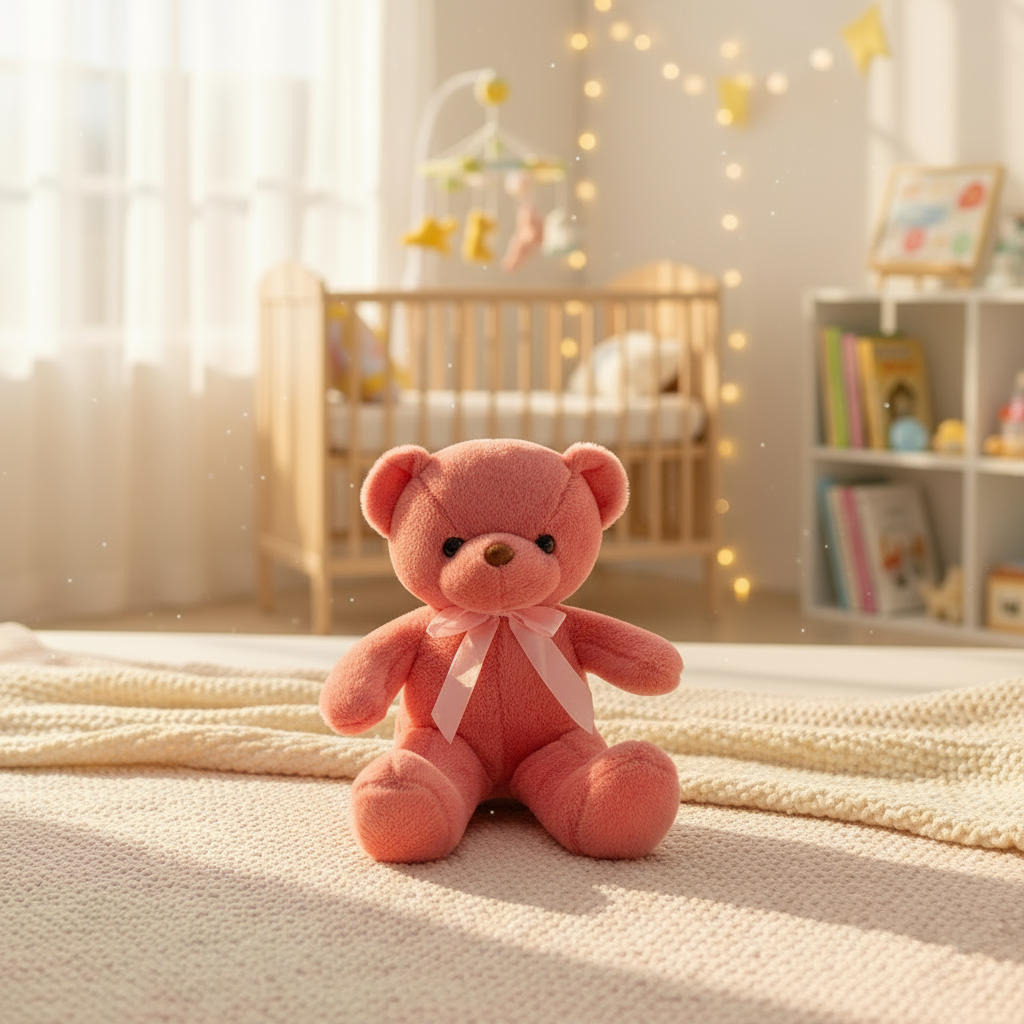 Ours en peluche rose dans une chambre élégante