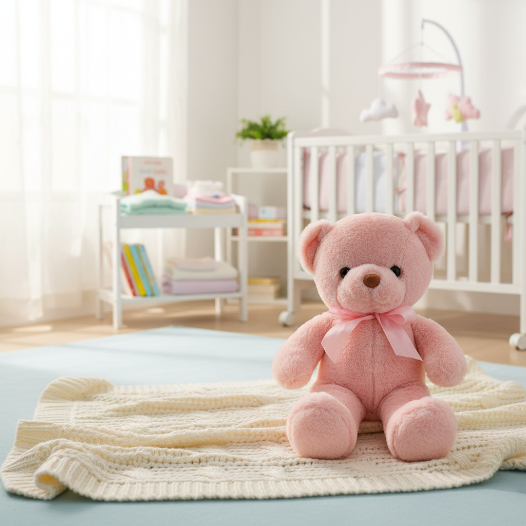 Ours en peluche sur couverture douillette