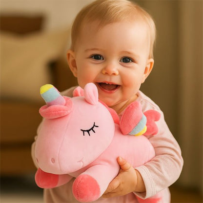 Peluche bébé licorne rose pour bébé heureux 