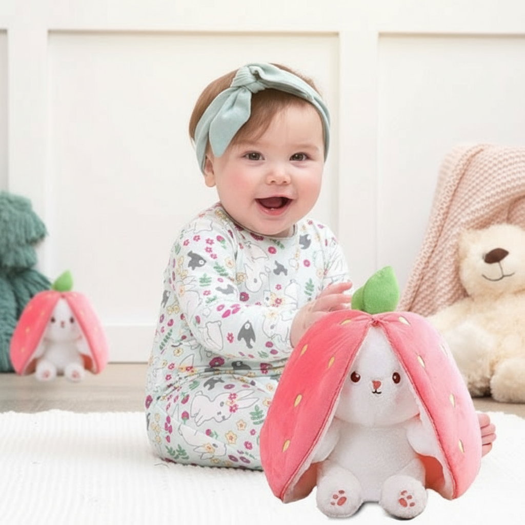 Peluche fraise rose adorable