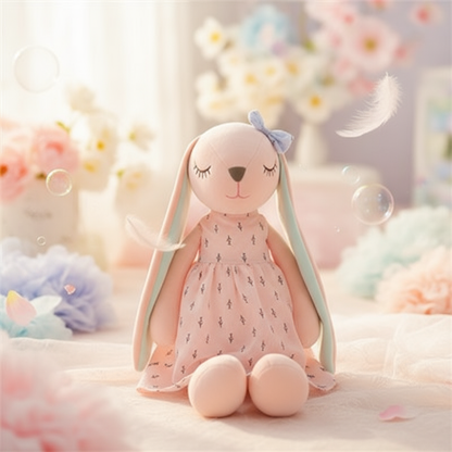 Peluche lapin rose chaleureux 
