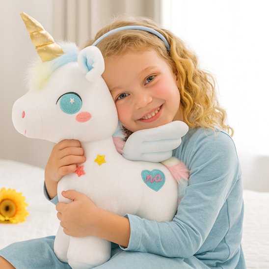 Peluche licorne bébé blanche apaise et sécurise 