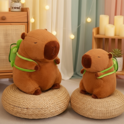 Peluches capybara dans décor chaleureux et doux