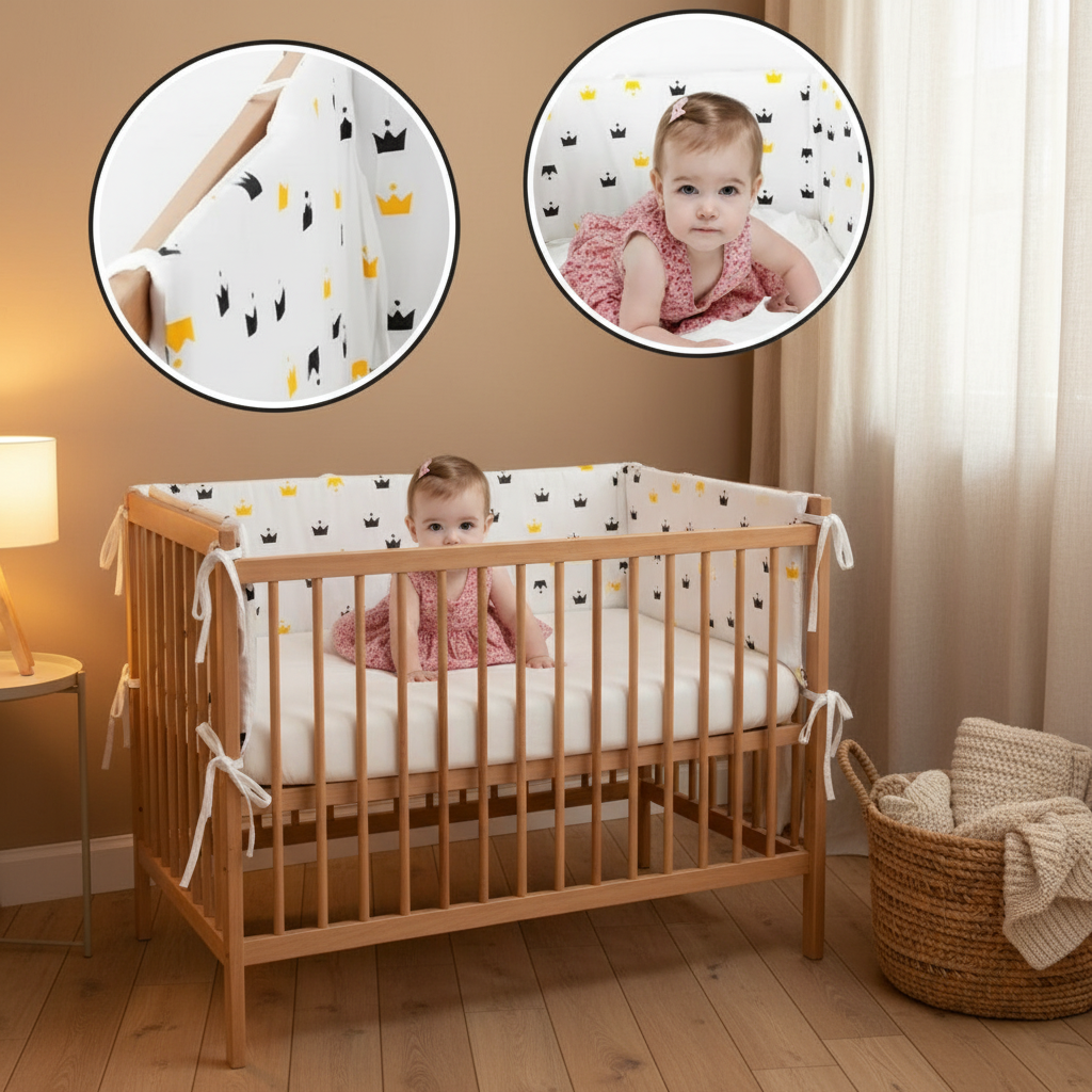 Tour de lit bébé couronnes - Ambiance cocooning avec détails