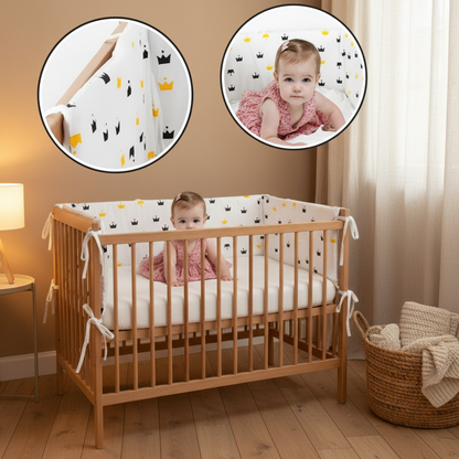 Tour de lit bébé couronnes - Ambiance cocooning avec détails