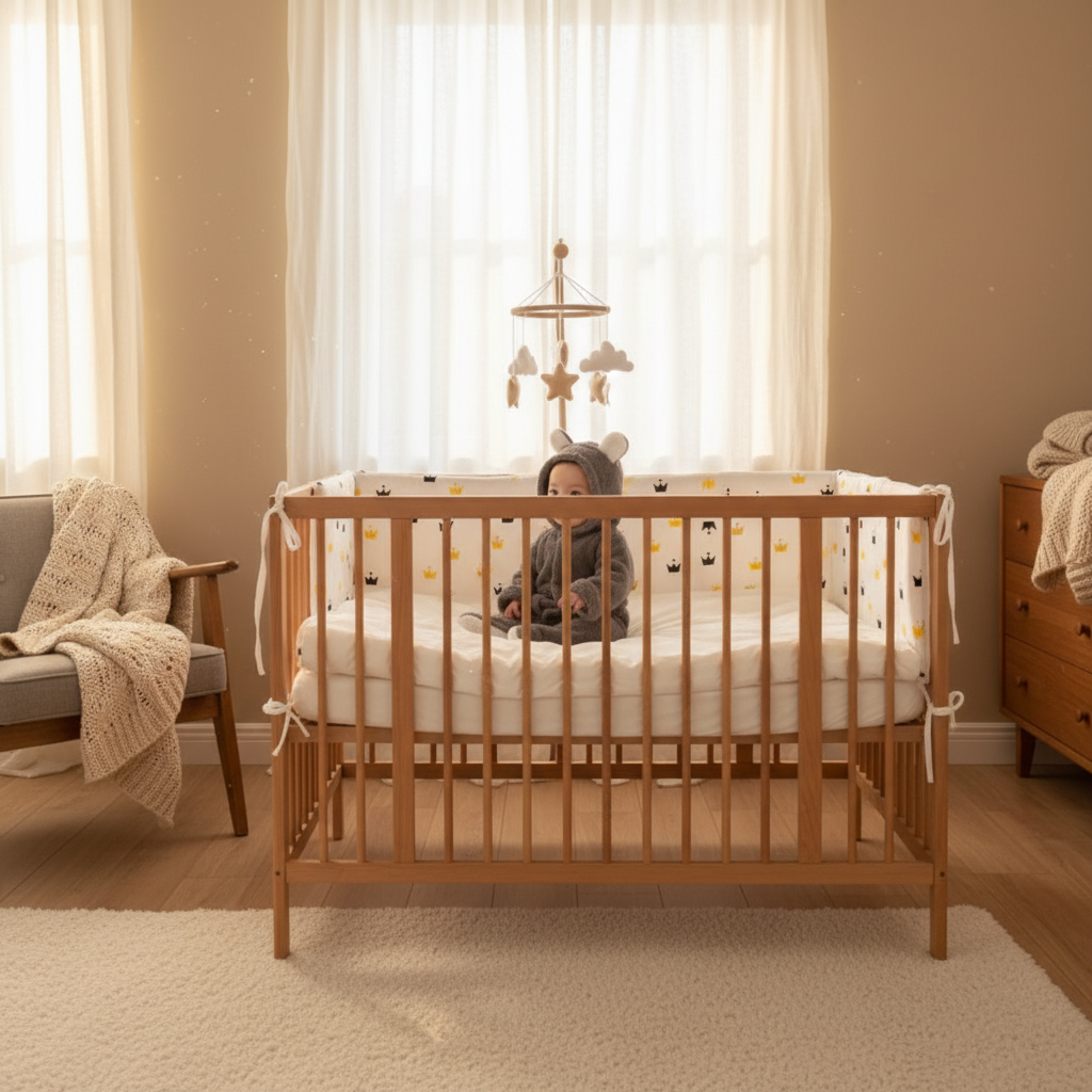 Tour de lit bébé couronnes - Chambre chaleureuse avec bébé