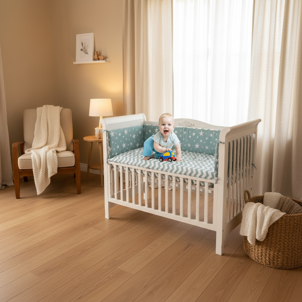 Tour de lit bébé étoiles bleues - Ambiance cosy et joyeuse