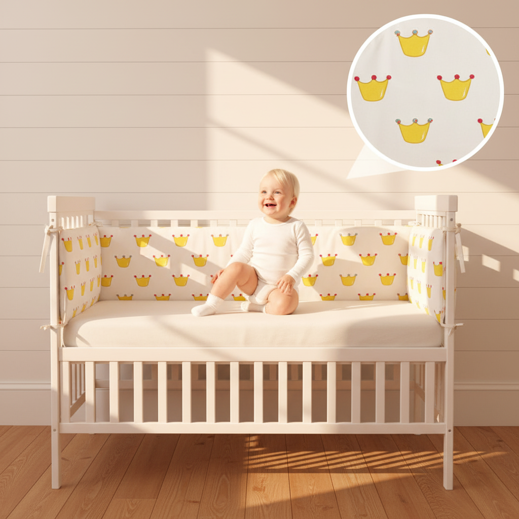 Tour de lit bébé couronnes - Détail du motif