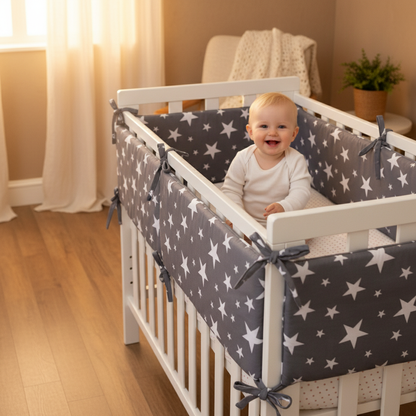 Tour de lit bébé étoiles - Détail des attaches sécurisées