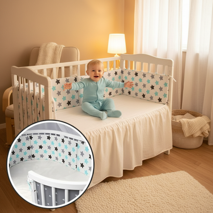Tour de lit bébé étoiles multicolores - Ambiance joyeuse et chaleureuse