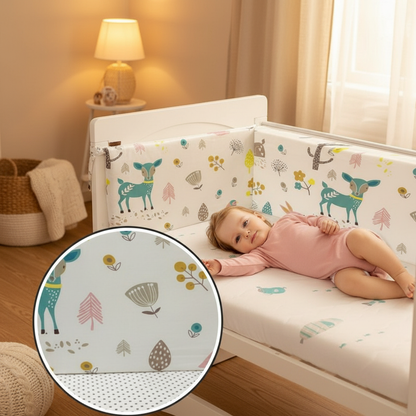 Tour de lit bébé forêt - Ambiance chaleureuse avec bébé fille