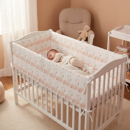 Tour de lit flan rose chambre bébé