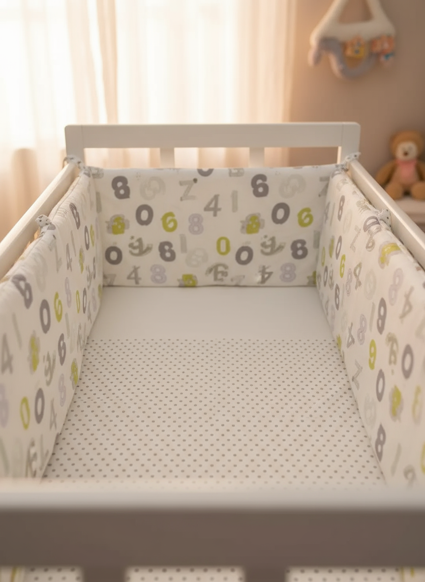 Tour de lit nombres pastels - détail
