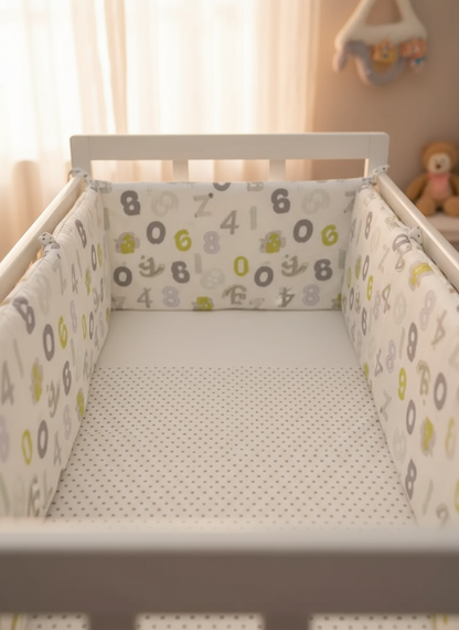 Tour de lit nombres pastels - détail