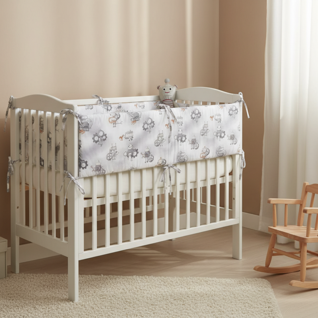 Tour de lit robots avec cordons assortis