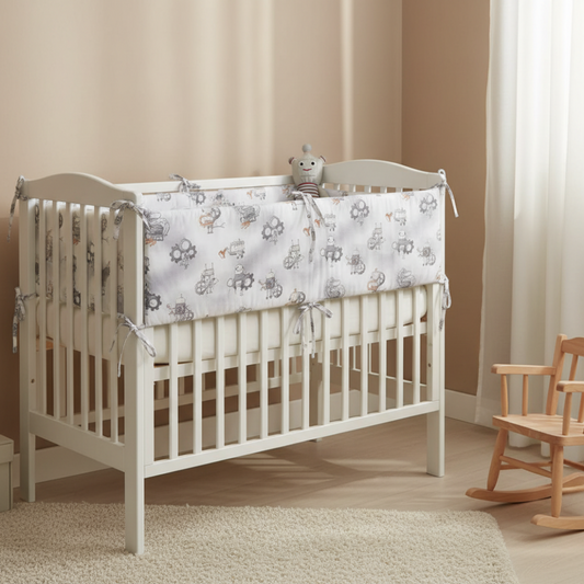 Tour de lit robots avec cordons assortis