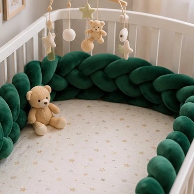 Tresse de lit bébé verte chambre douce cocooning