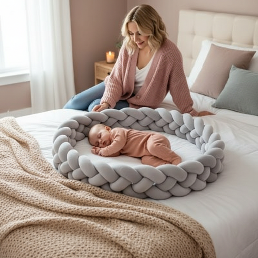 Tresse de lit grise chaleureux