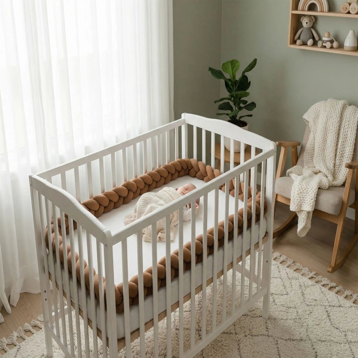 Tresse de lit pour bébé protection douce couleur brune 