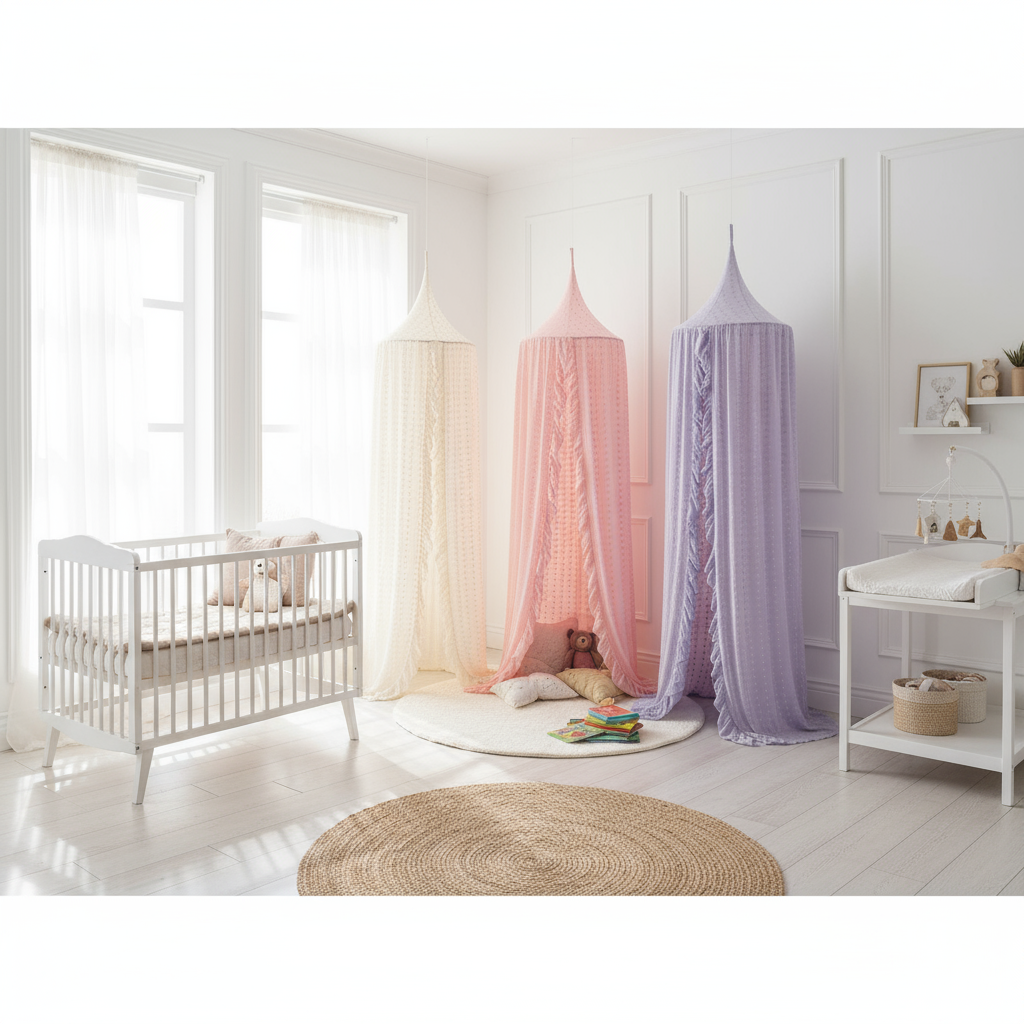 Trois ciels de lit dans une chambre