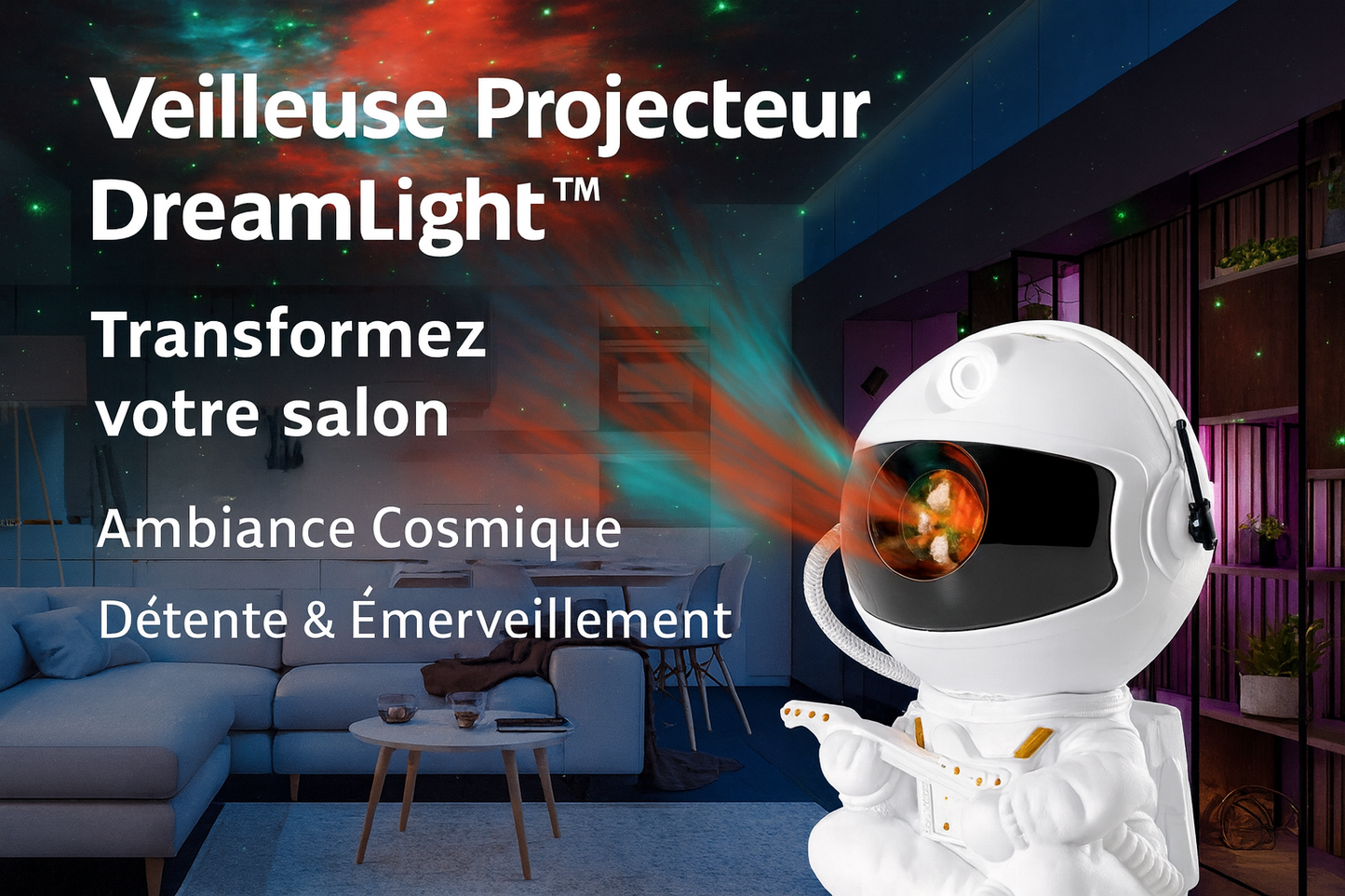 Veilleuse Astronaute dans un salon moderne