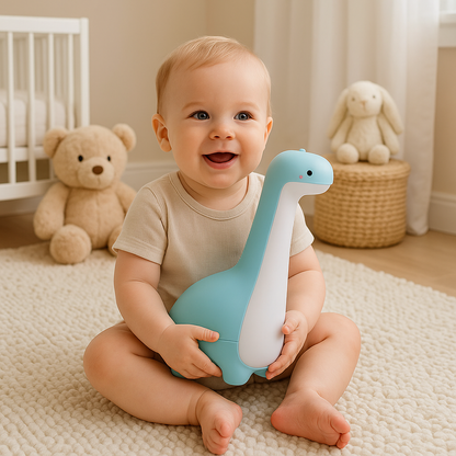 veilleuse bébé heureux avec dinosaure 