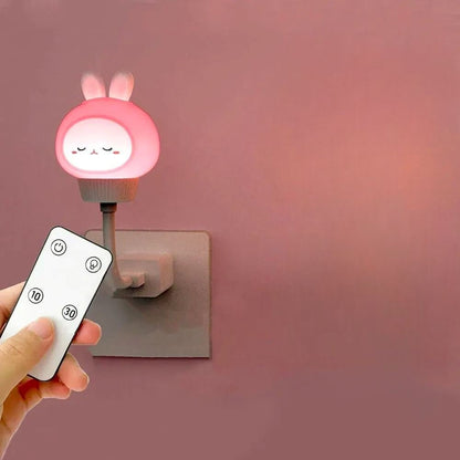 Veilleuse bébé lapin rose avec télécommande 