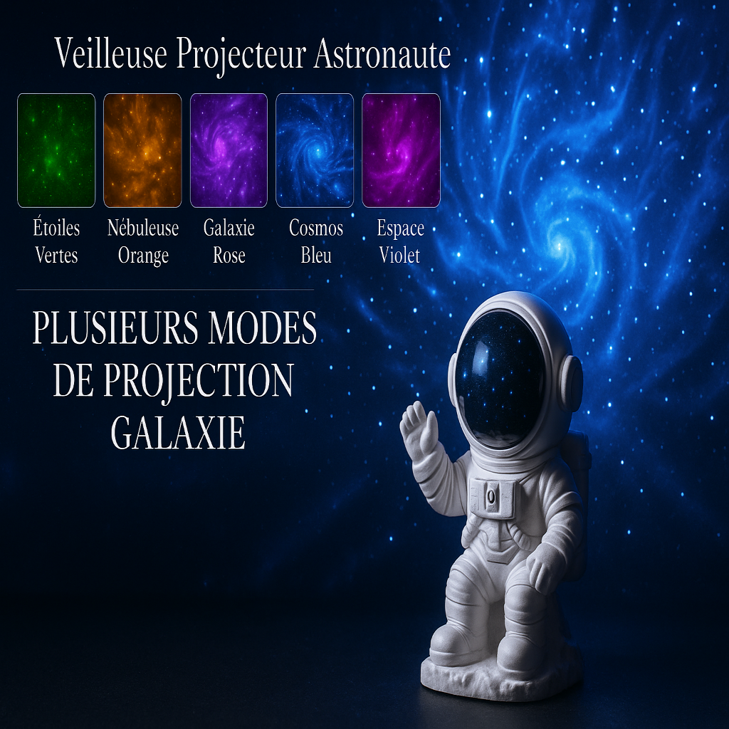 Veilleuse projection violette dans chambre pour bébé